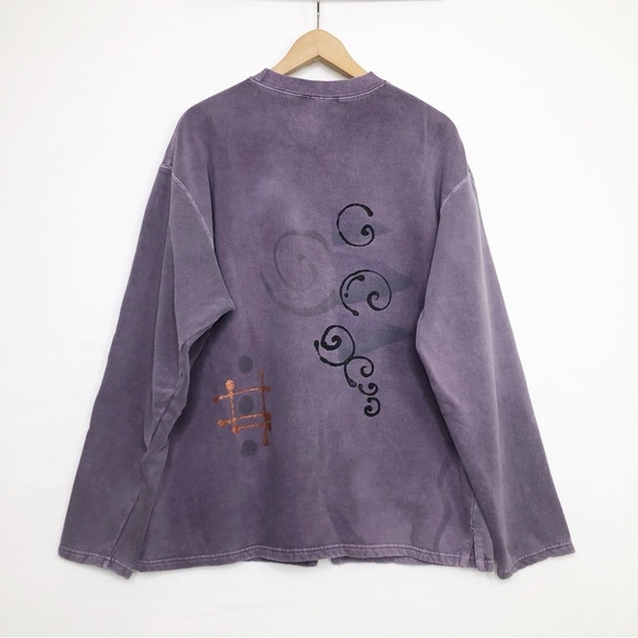 BOHEMIAN custom purple embellished button down sweatshirt - Picture 2 of 15